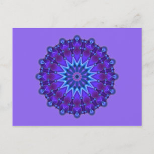 Mandala star in blue   lila postcard