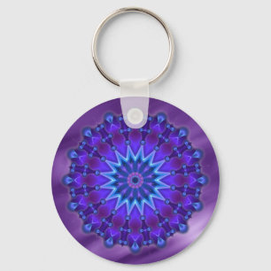 Mandala star in blue lila waves keychain