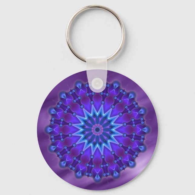 Mandala star in blue | lila waves keychain (Front)