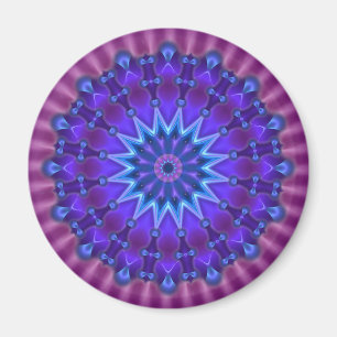 Mandala star in blue magenta flower magnet