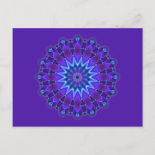Mandala star in blue violet postcard