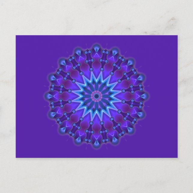 Mandala star in blue | violet postcard (Front)