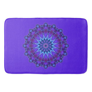 Mandala Star in violet blue + your backg. & ideas Bath Mat