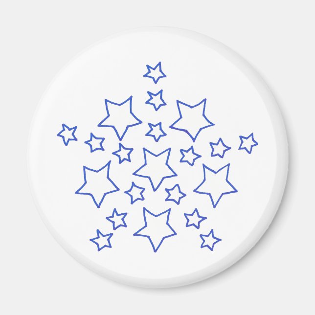Mandala Star of stars pattern, in blue, magnets (Front)