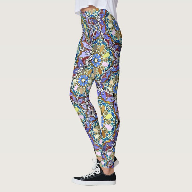 Mandala Style Doodle Art Layers Leggings (Left)