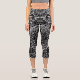 Mandala Style noir et blanc Capri Leggings