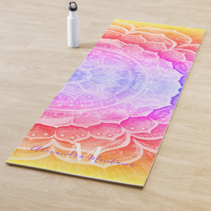 Mandala Sunset Monogrammed Watercolors Yoga Mat