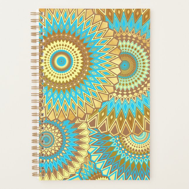 Mandala superposé bleu marron or (Devant)