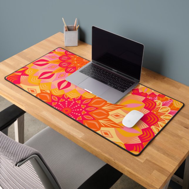 Mandala superposé orange rose jaune (Bureau 2)