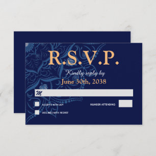 Mandala sur le mariage bleu royal Réponse RSVP