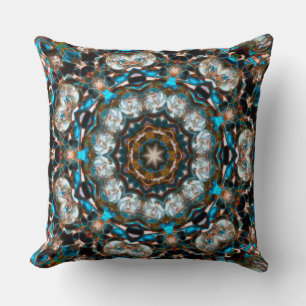 Mandala that looks like a crater in bright colours throw pillow