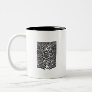 Mandala Tiger Patchwork Two-Tone Coffee Mug