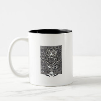 Mandala Tiger Patchwork Two-Tone Coffee Mug