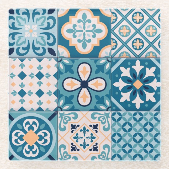 Mandala Tile Pattern Glass Coaster (Front)