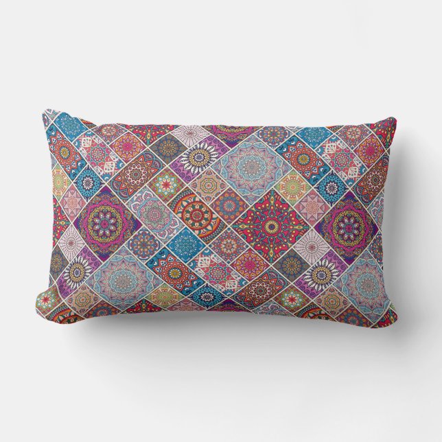 Mandala Tile Pattern Lumbar Pillow (Front)