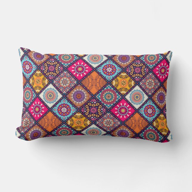 Mandala Tile Pattern Lumbar Pillow (Front)