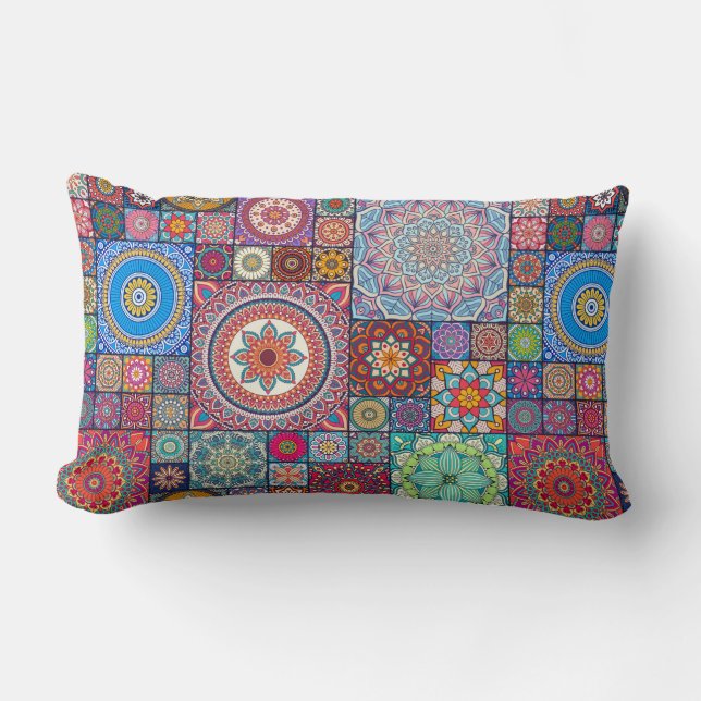 Mandala Tile Pattern Lumbar Pillow (Front)
