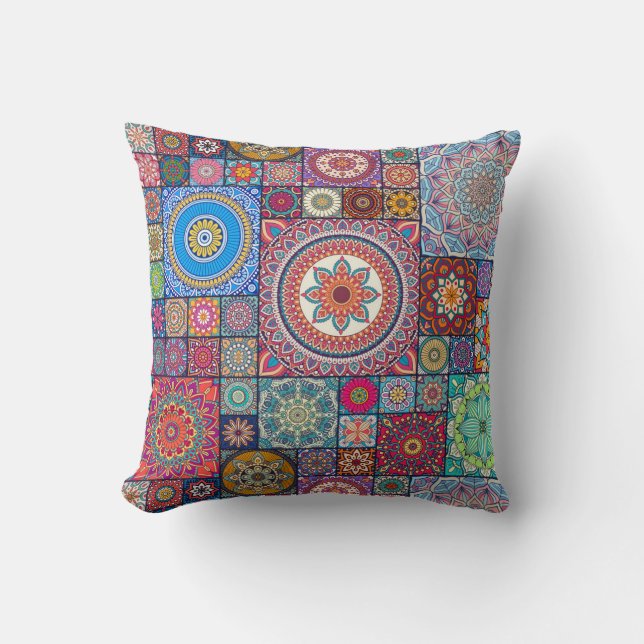 Mandala Tile Pattern Throw Pillow (Front)