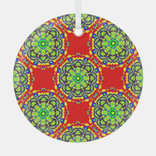 Mandala Tribal: Vintage Seamless Illustration Glass Ornament