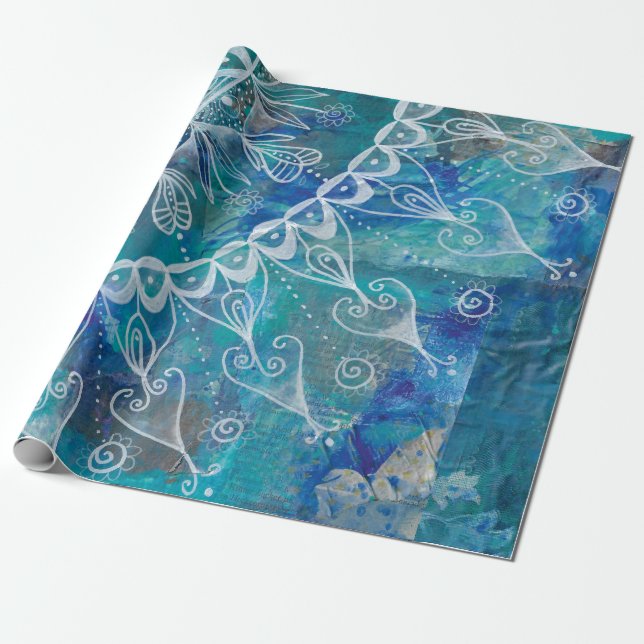 Mandala turquoise and blue wrapping paper (Unrolled)