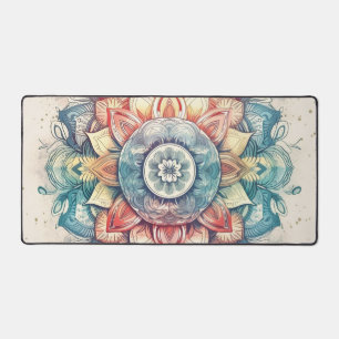 Mandala turquoise rose et orange