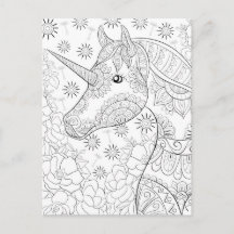 Mandala Unicorn Coloring Card 2
