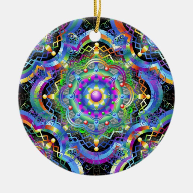 Mandala Universe Colours Ceramic Ornament (Front)