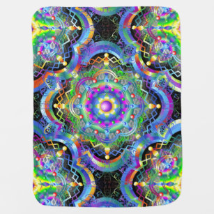 Mandala Universe Psychedelic Colours Baby Blanket