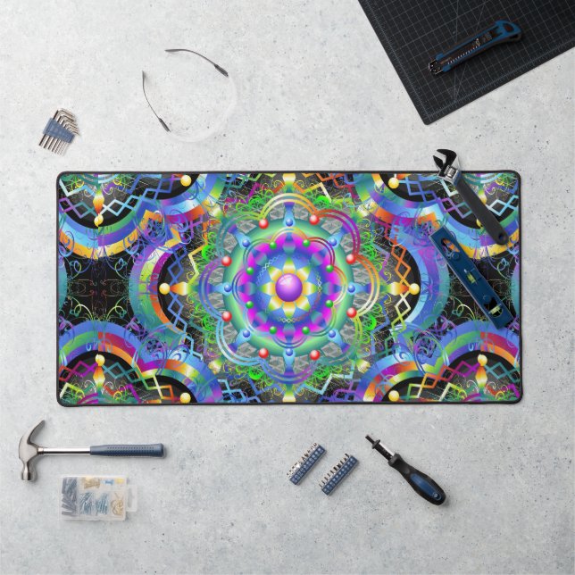 Mandala Universe Psychedelic Colours Desk Mat (Workstation)
