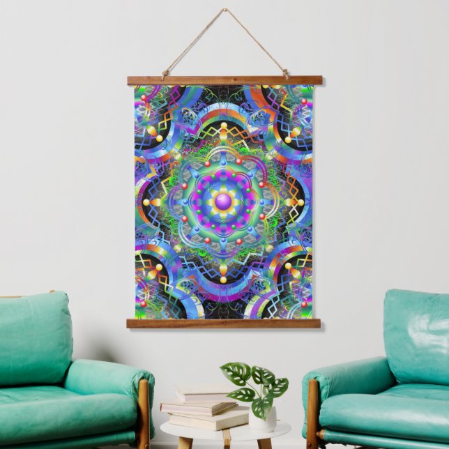 Mandala Universe Psychedelic Colours Hanging Tapestry (Living Room)