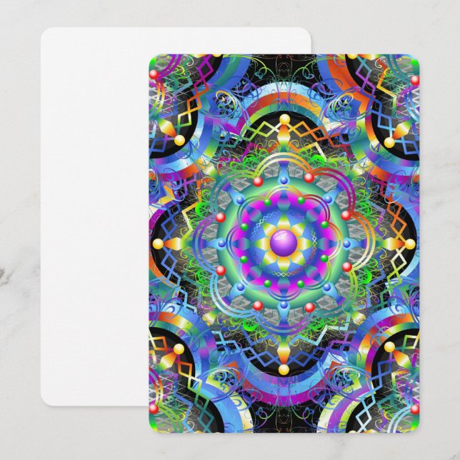 Mandala Universe Psychedelic Colours Invitation (Front/Back)