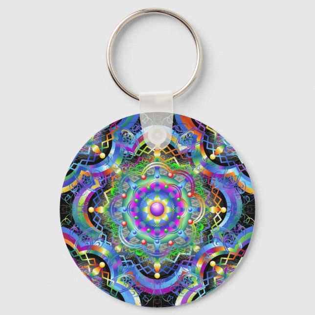 Mandala Universe Psychedelic Colours Keychain (Front)