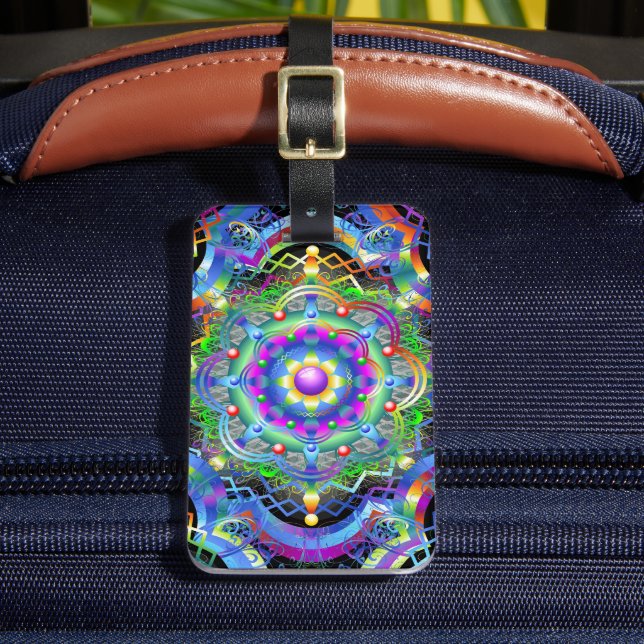 Mandala Universe Psychedelic Colours Luggage Tag (Front Insitu 2)