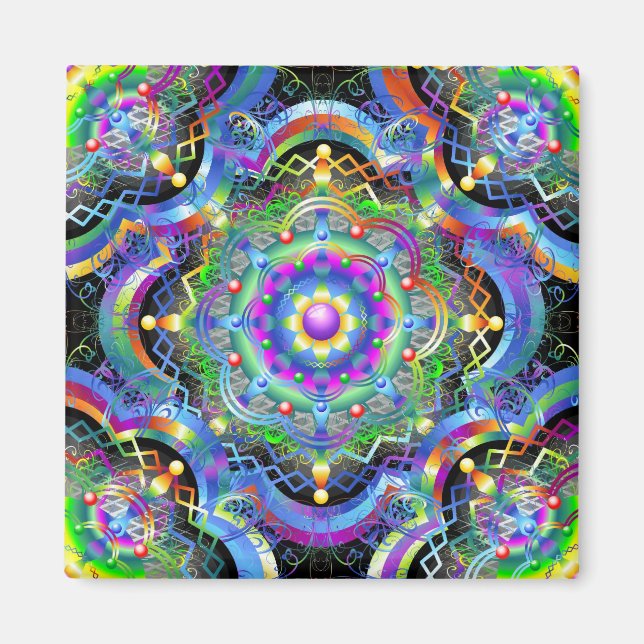 Mandala Universe Psychedelic Colours Magnet (Front)