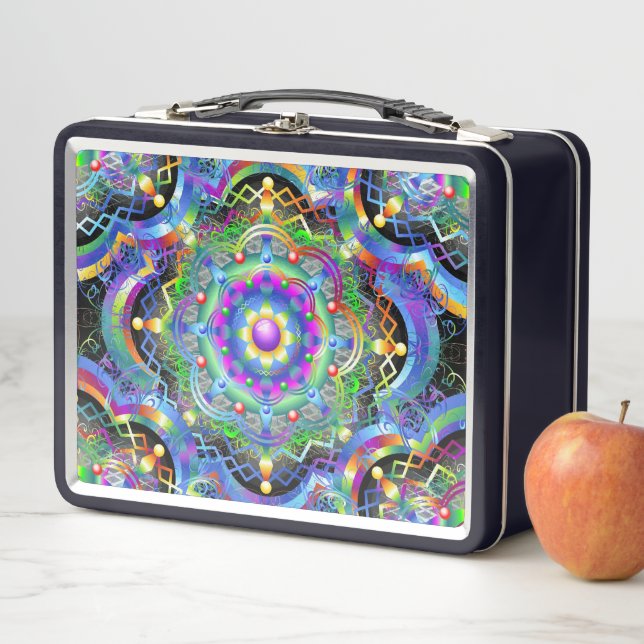 Mandala Universe Psychedelic Colours Metal Lunch Box (In Situ)