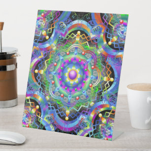 Mandala Universe Psychedelic Colours Pedestal Sign