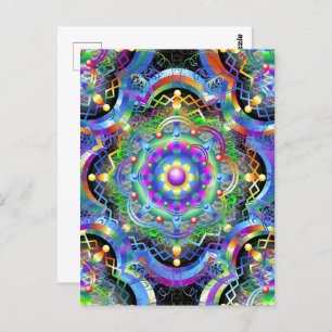 Mandala Universe Psychedelic Colours Postcard