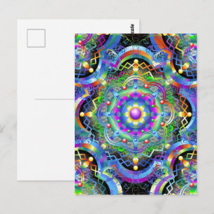 Mandala Universe Psychedelic Colours Postcard