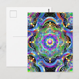 Mandala Universe Psychedelic Colours Postcard