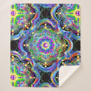 Mandala Universe Psychedelic Colours Sherpa Blanket