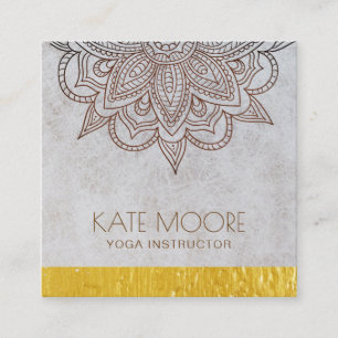 Mandala Universe Symbol With Gold Metallic Edge Square Business Card