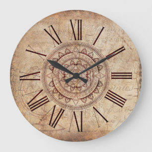 Mandala Vintage indienne de style bohème Horloge m