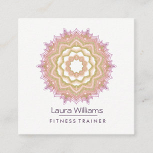 Mandala Vintage Lotus Rose Gold Yoga Instructor Square Business Card