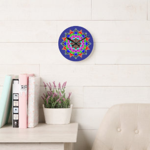 Mandala Wall Clock, 8" Round Acrylic Clock