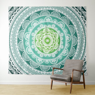 Mandala Wall Tapestry Green Blue Teal
