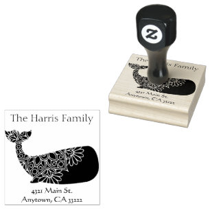 Mandala Whale Silhouette Personalized Rubber Stamp