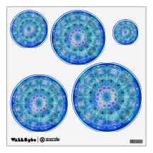 Mandala White Outline bleu Aquarelle -