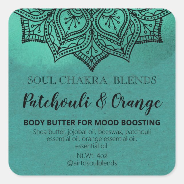 Mandala White Teal Mood Blend Labels (Front)