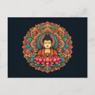 Mandala with buddha postcard