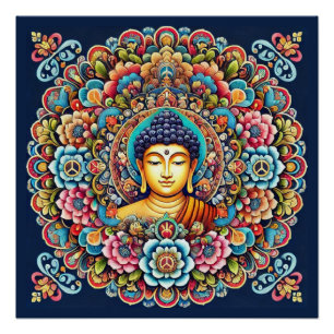 Mandala with buddha poster